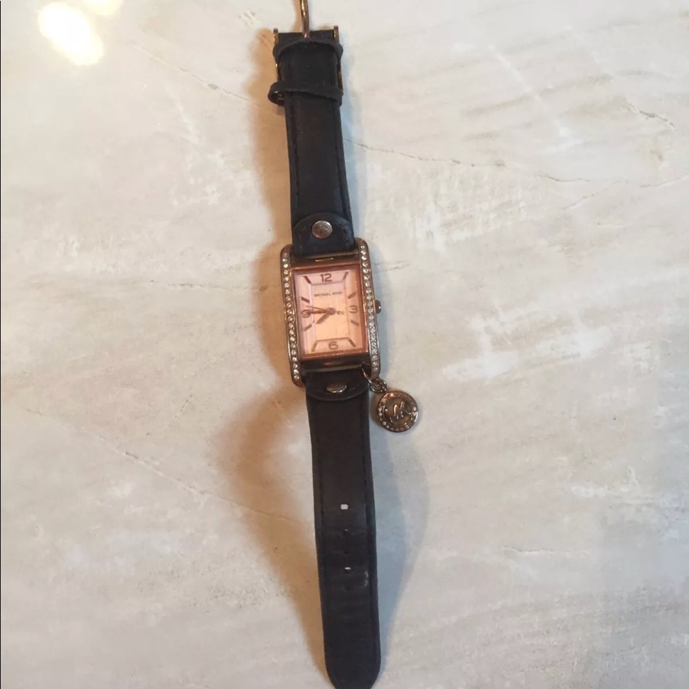 Michael Kors watch, leather wrist band, rose gold