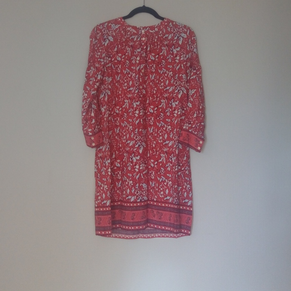 Ann Taylor Loft Border Floral Henley Shirtdress