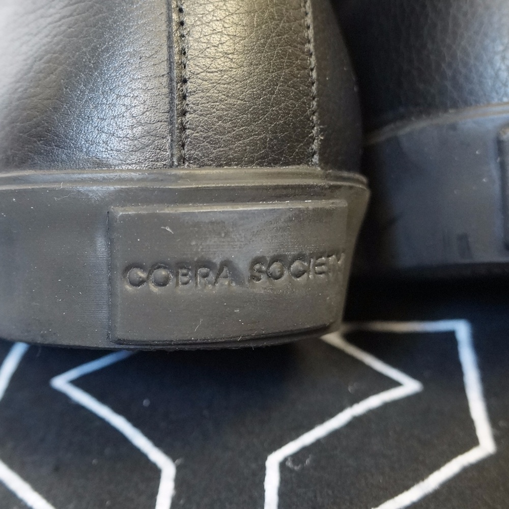 COBRA SOCIETY Black Leather MENS Printed Shoes - Picture 4 of 5