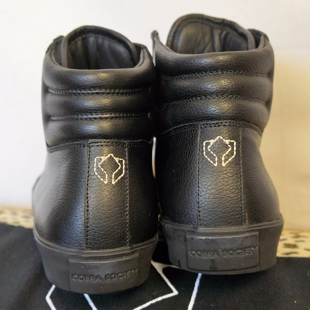 COBRA SOCIETY Black Leather MENS Printed Shoes - Picture 3 of 5