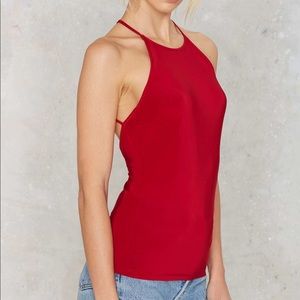 NWOT Nasty Gal Red Fitted Sleeveless Top