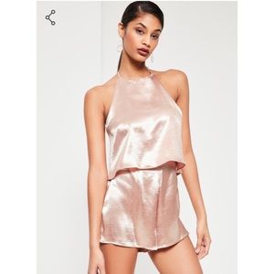 **Brand New**Missguided Pink Satin Romper