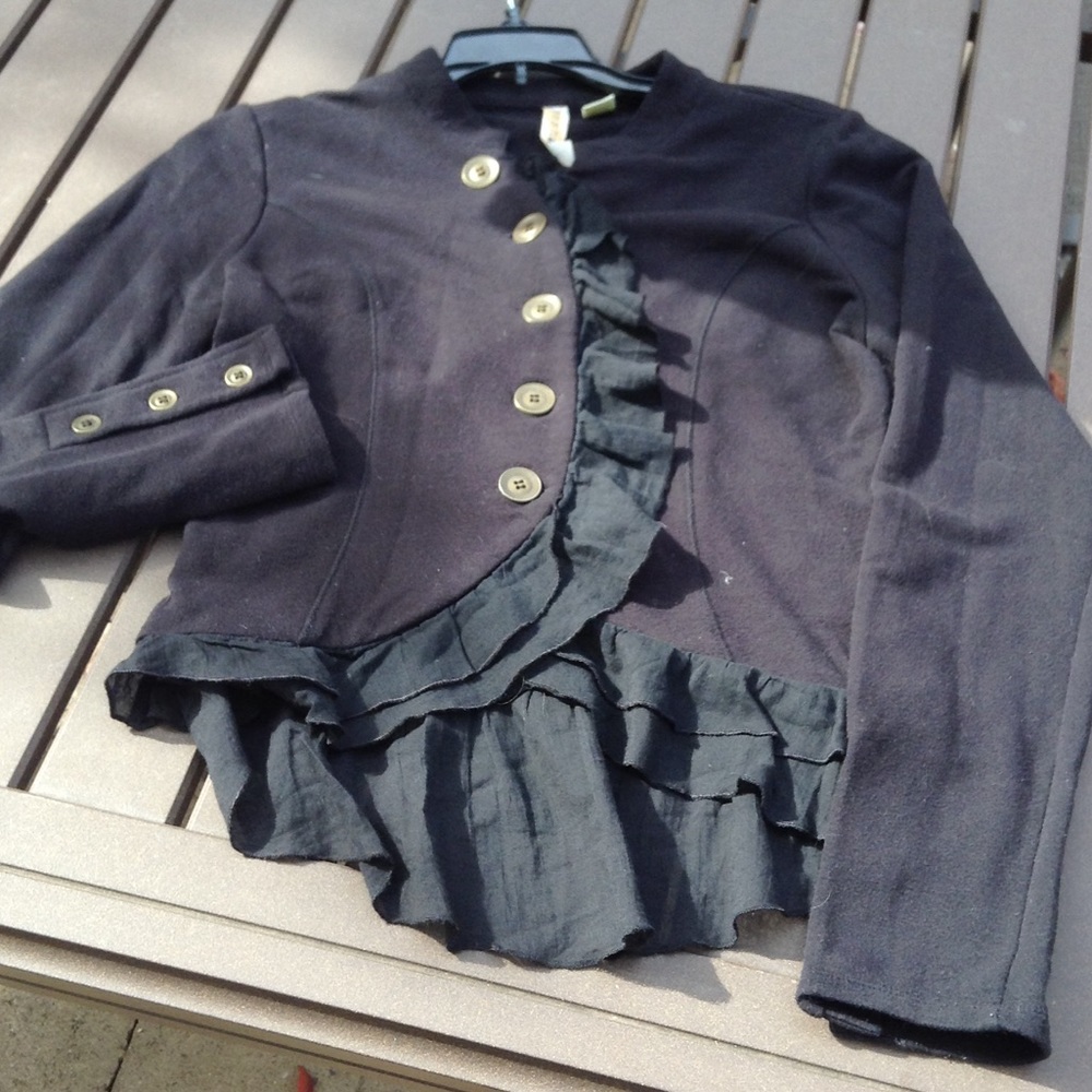 Black ruffled shirt/jacket