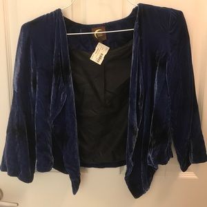 Blue Moon blue and black velvet blazer