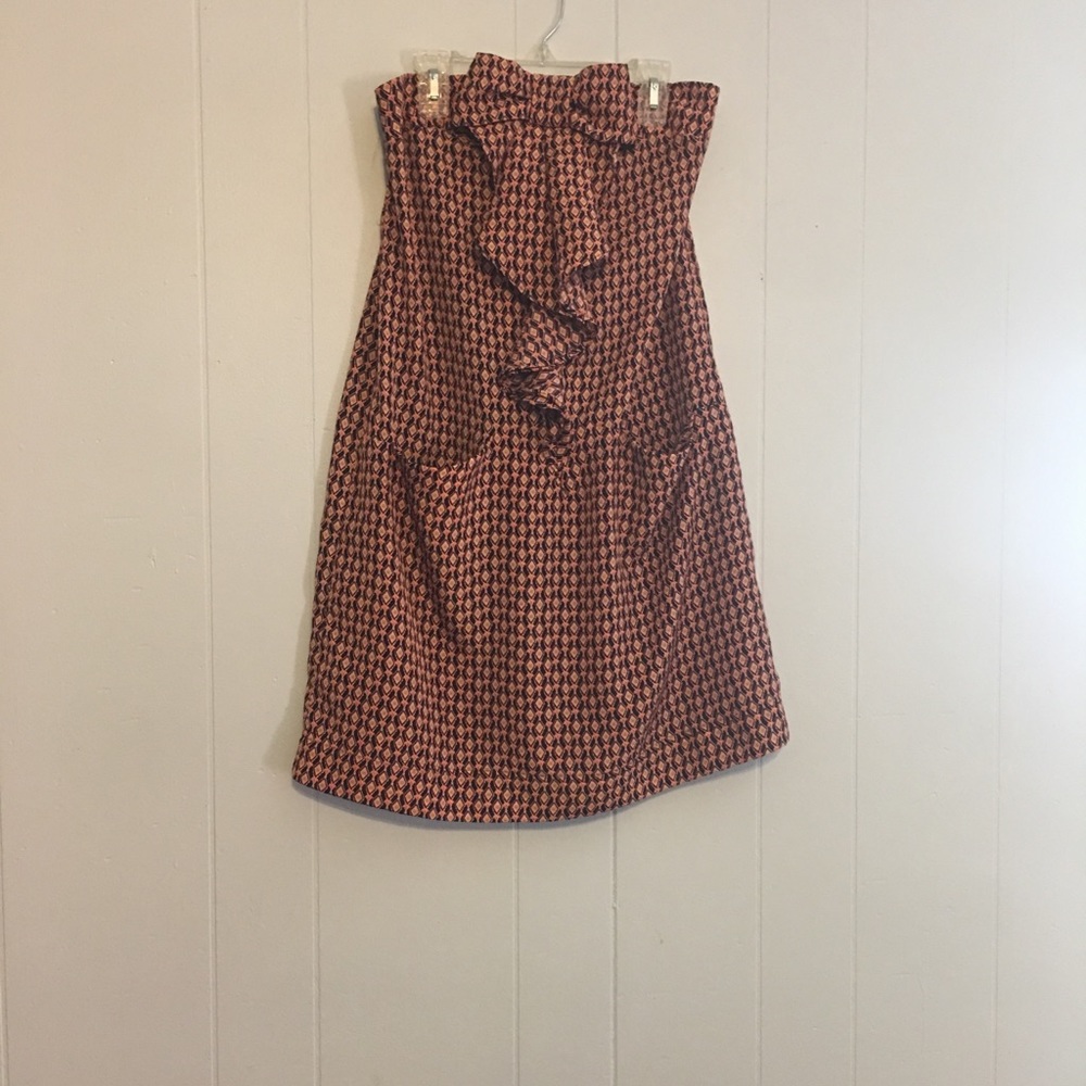 Strapless patterned dress with bow