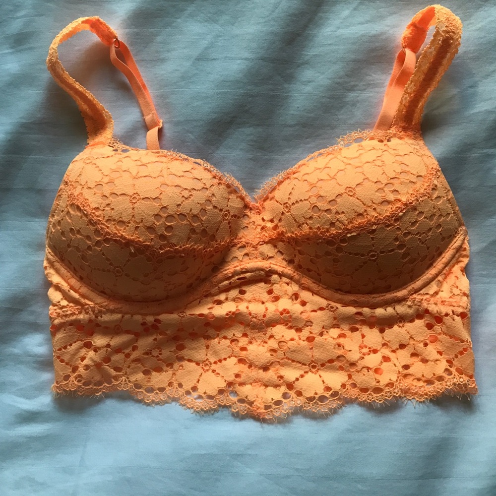 PINK Victoria Secret bright orange lace bralette