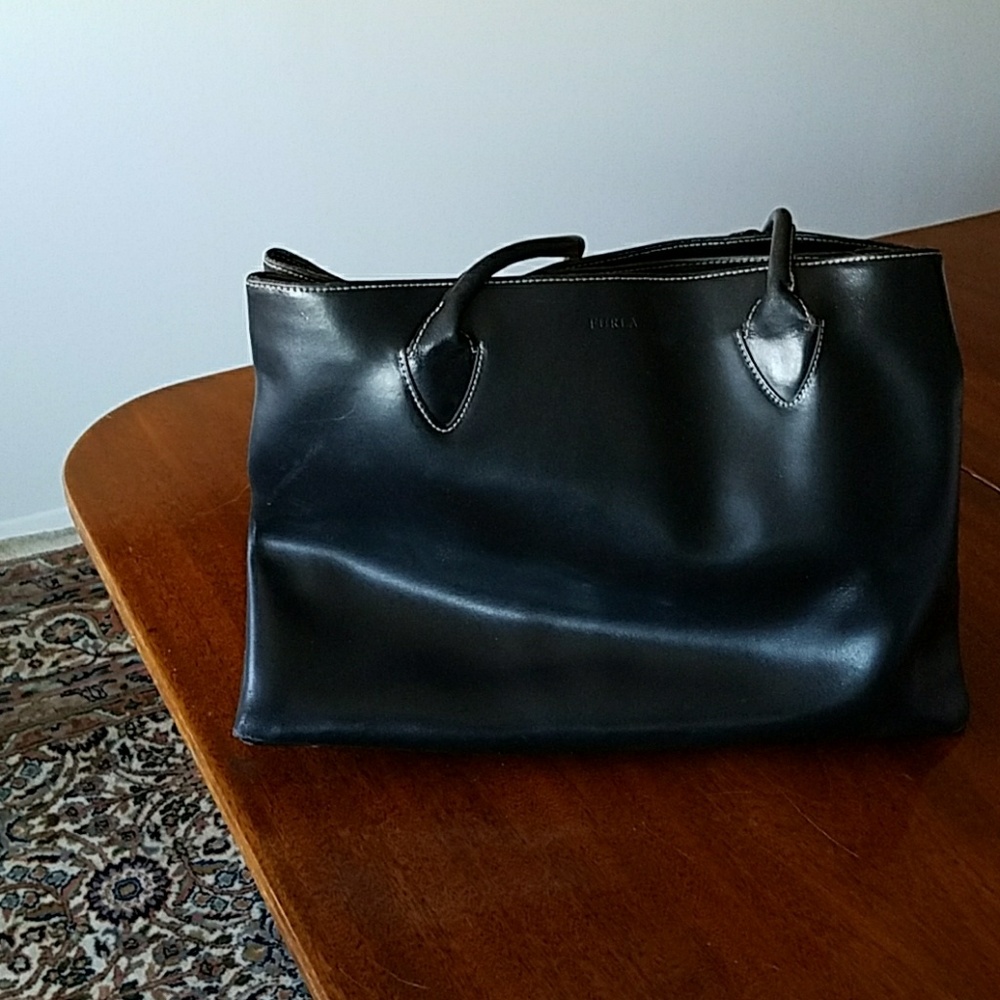Black leather bag