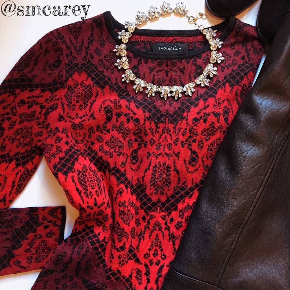 🆕🔥RED & BLACK BODYCON SWEATER DRESS S