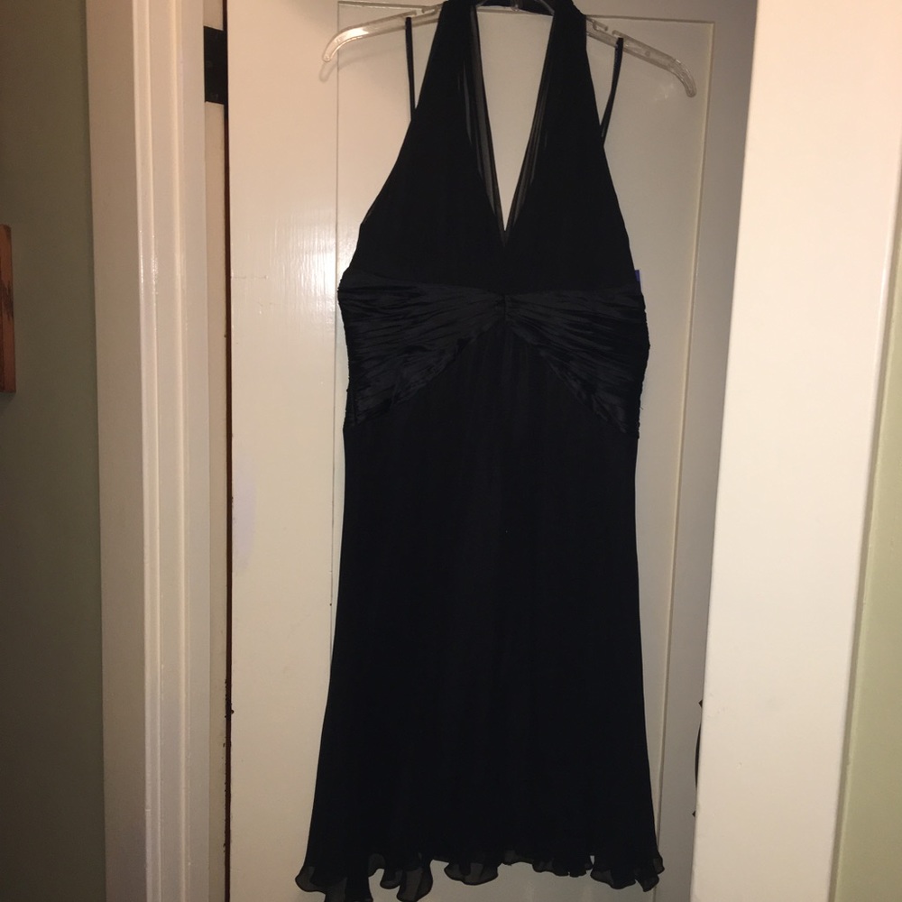 Black halter evening dress