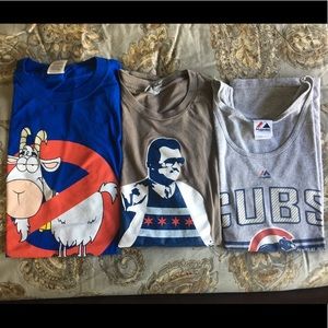 A group of Chicago themed T-shirt’s and tank.