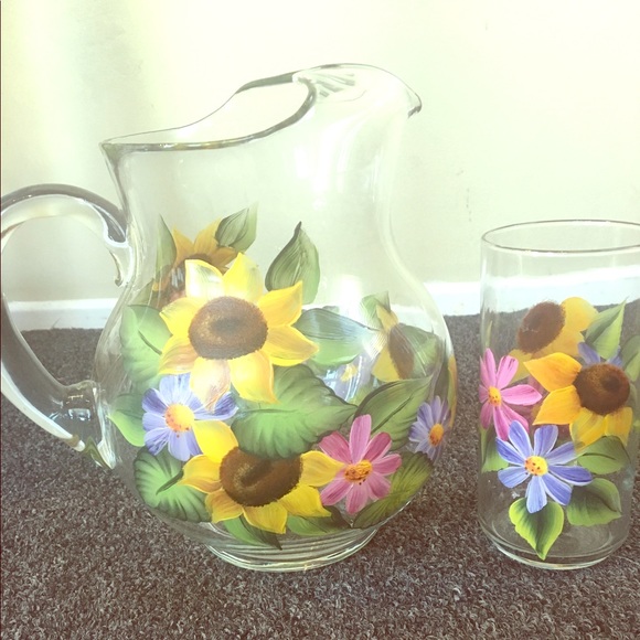 Hand Painted 5 piece Ice Tea set - Picture 1 of 2