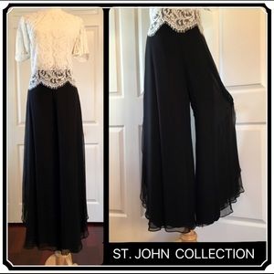 ✖️SOLD ST. JOHN COLLECTION Black Chiffon Wide-leg