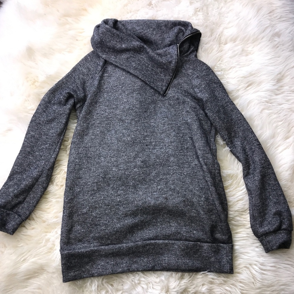 Grey Pull-Over Sweater with Zipper!