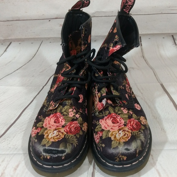 black and pink doc martens