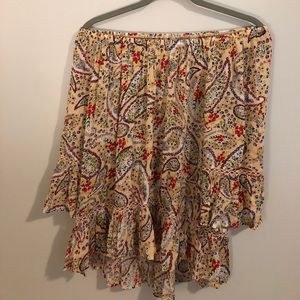 Fever Printed Ruffle Hem Blouse