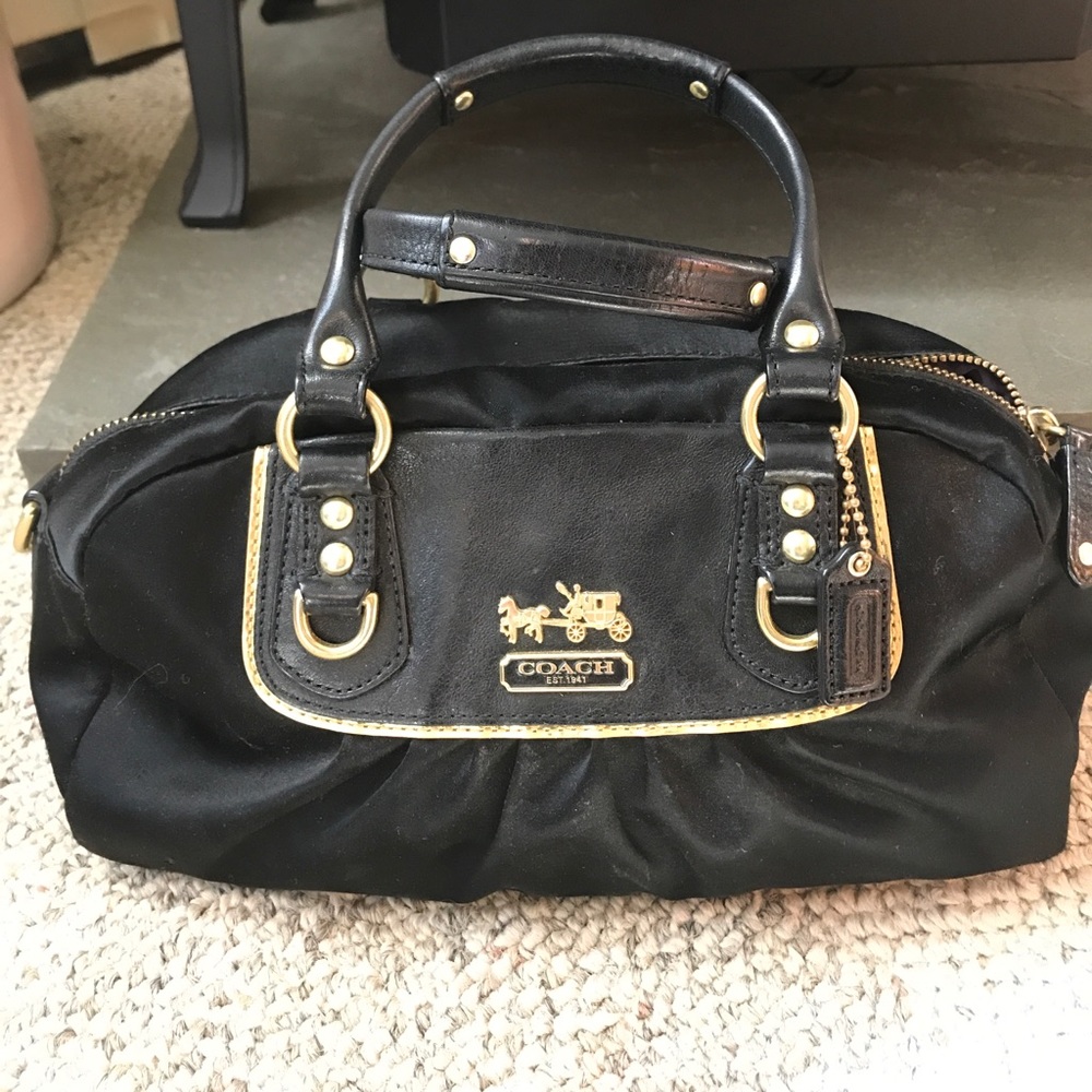 Coach Vintage black satin and gold mini bag