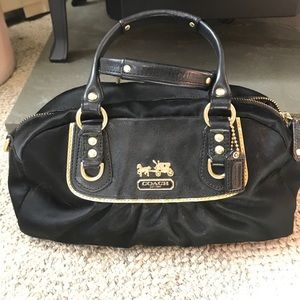 Coach Vintage black satin and gold mini bag