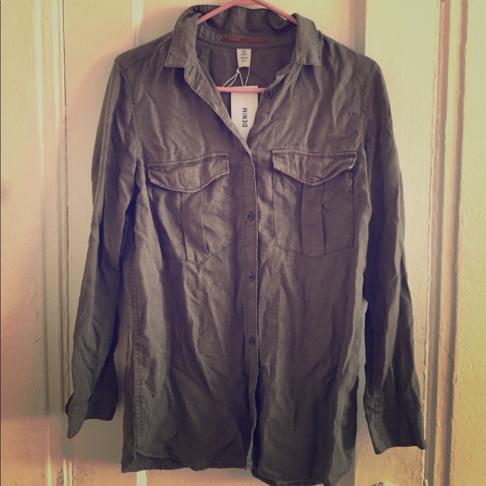 Denim olive green shirt