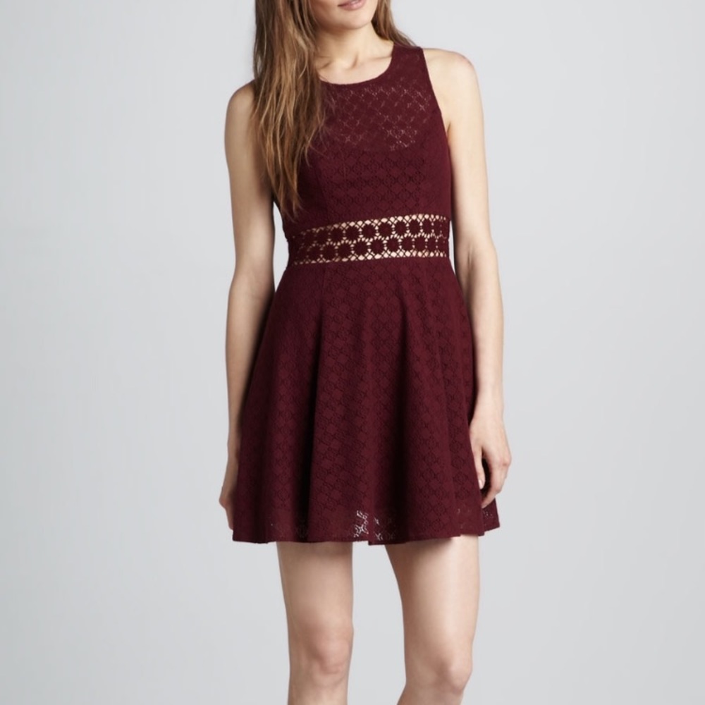 Free People Daisy Lace Dress In Maroon