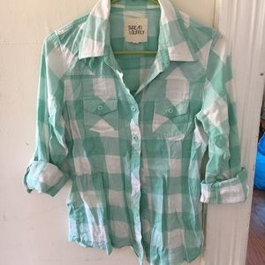 Aqua Plaid Button Down