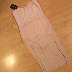 Shape Amaya Nude Bandeau Mesh Insert Dress