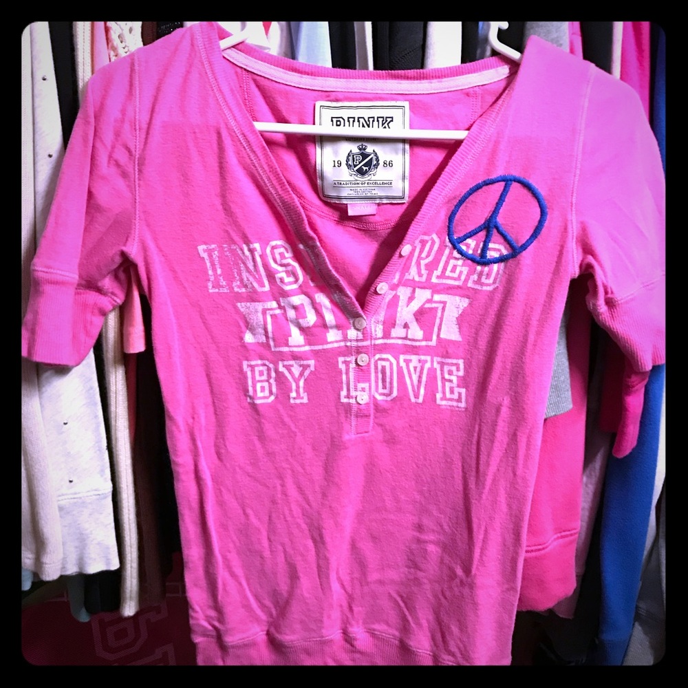 PINK 3/4 Sleeve Vintage Tee