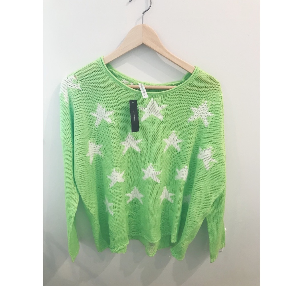 Women’s distressed star print sweater