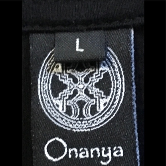 Onanya shipibo Black and Gold Fringe T-shirt L - Picture 6 of 6