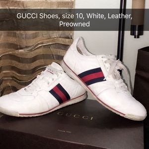 GUCCI Sneakers, White, size 10, Leather, Preowned