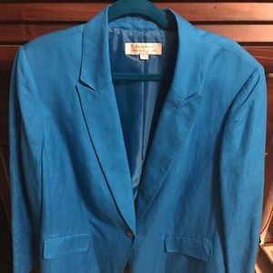 Tahari turquoise single button blazer. Fully lined