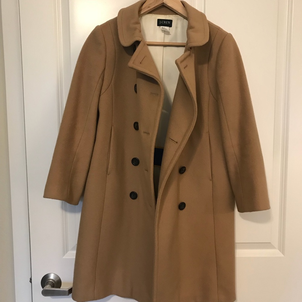 I crew camel pea coat size 6.