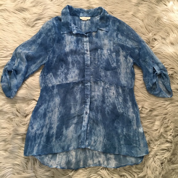 sheer button down blouse - Picture 1 of 3
