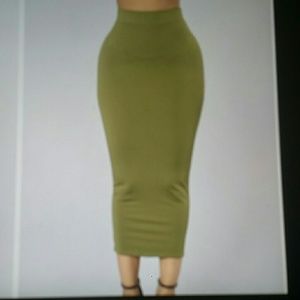 Olive green pencil skirt