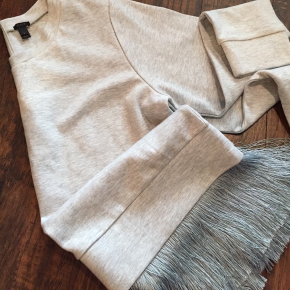 J. Crew Tops - •J. Crew• Fringe Hem Gray Sweatshirt