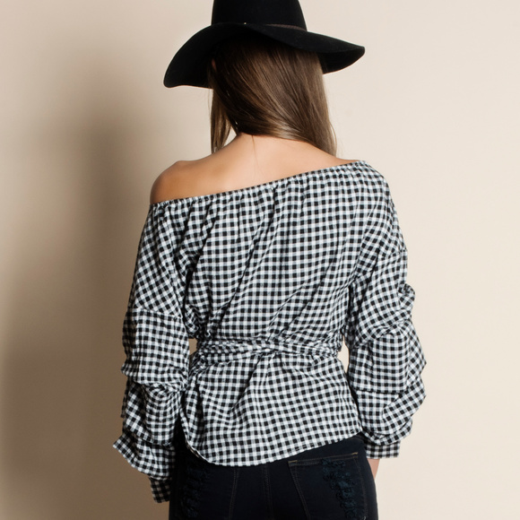 Gingham Wrap Top - Picture 3 of 3