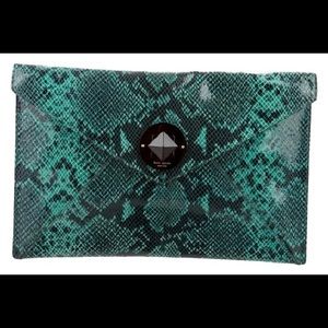 Kate Spade Teal Snake Embossed Envelope Clutch