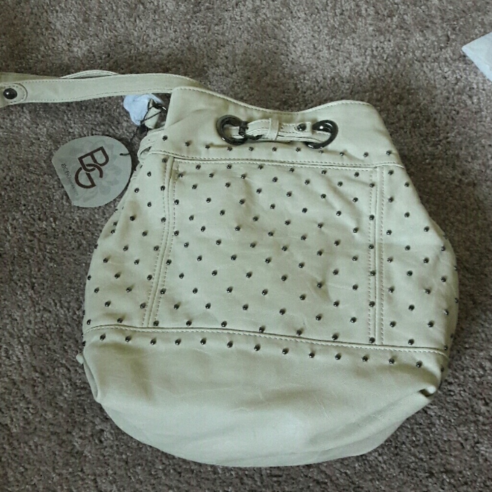 Bcbg generation bone studded hobo fau leather bag