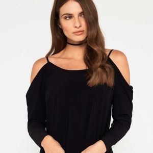 Black Slinky Lattice Top