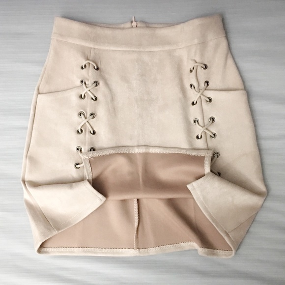 Lace Up Suede Mini Skirt - -★ - Picture 4 of 8