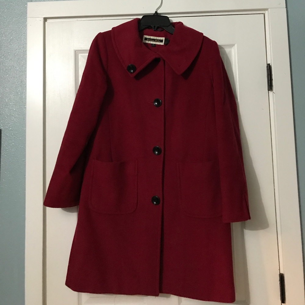 Gorgeous Deep Red Wool coat size 6 Kristen Blake