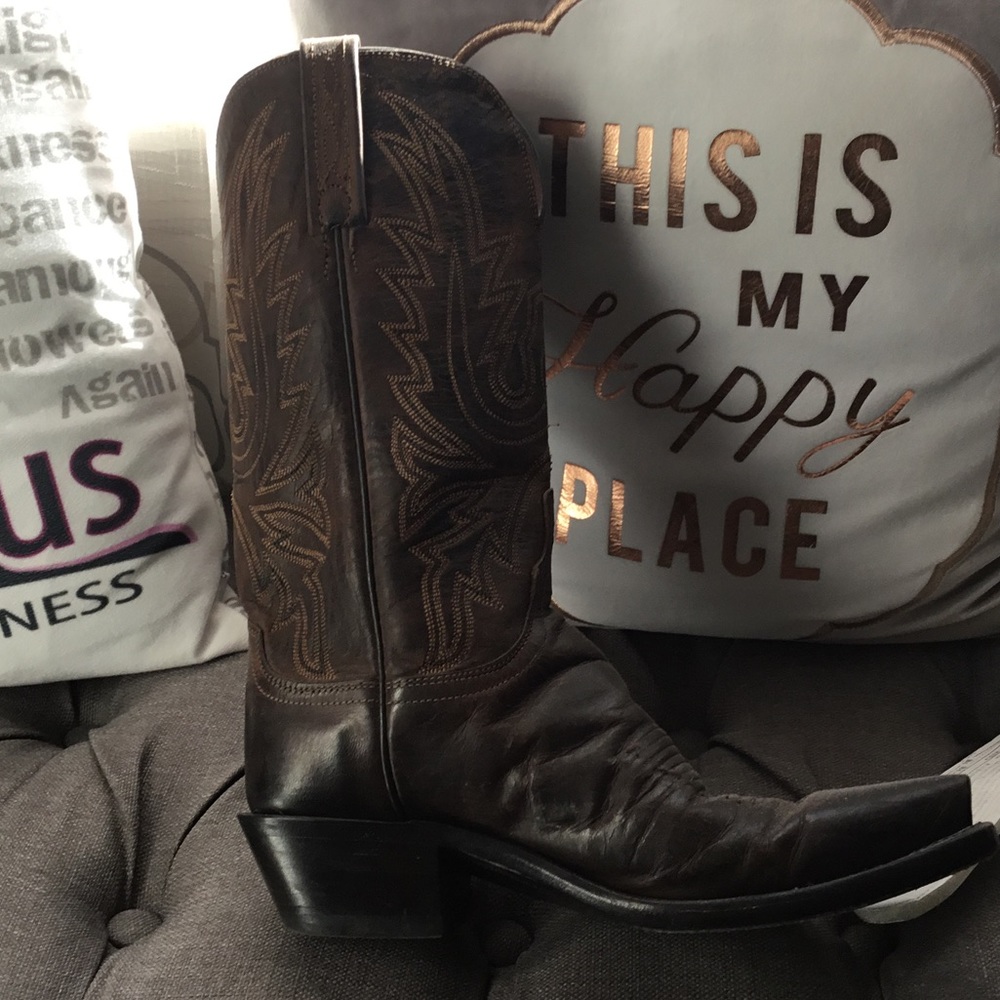 Brown Lucchesse cowboy boots!