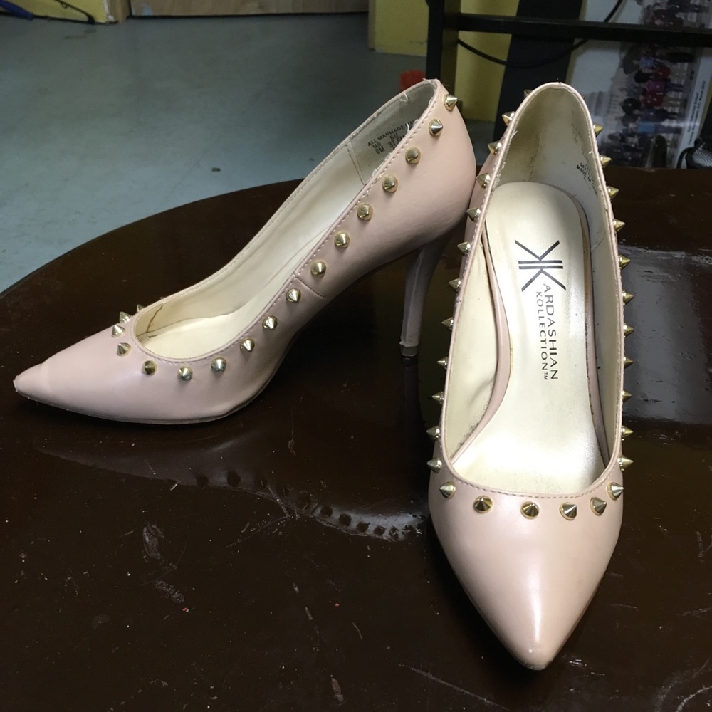 Pink gold studded heels