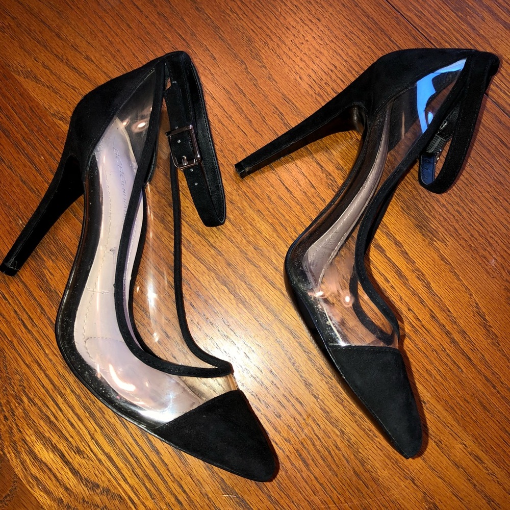 BCBG clear strap heels