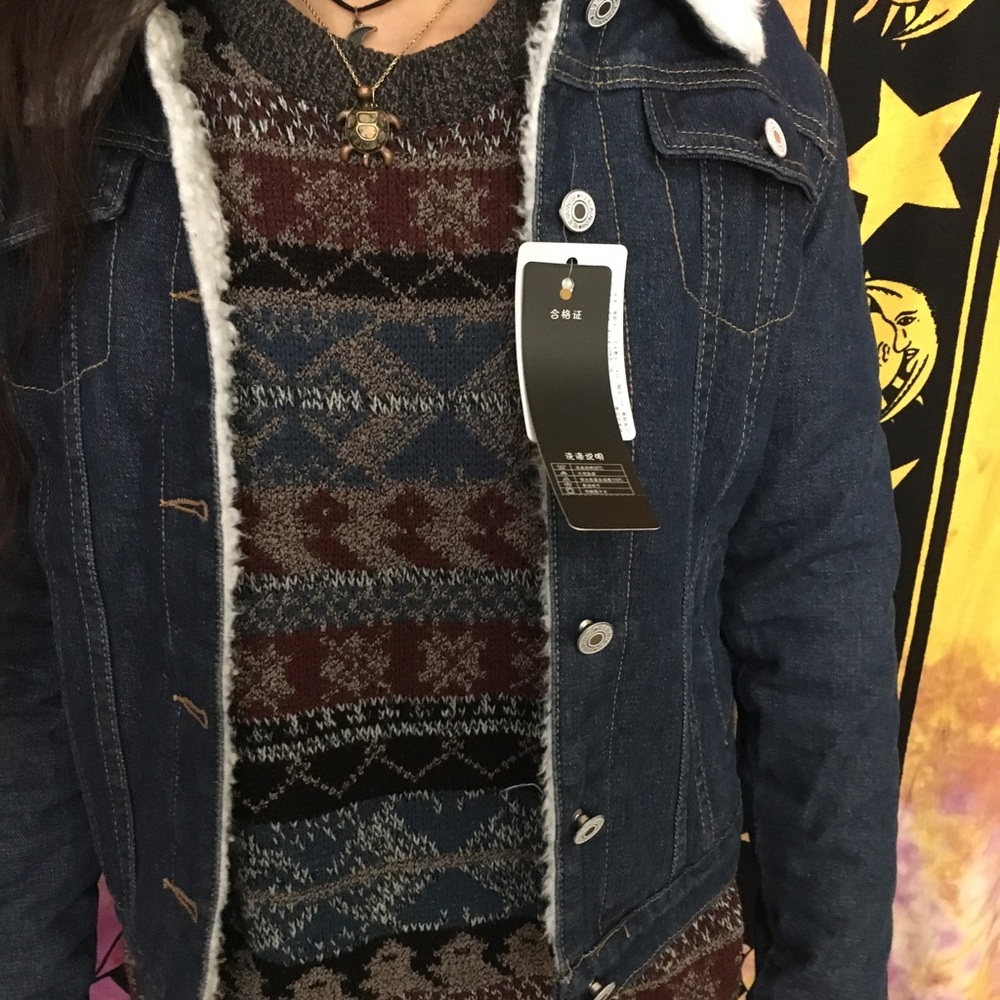 Fleece lined denim jacket