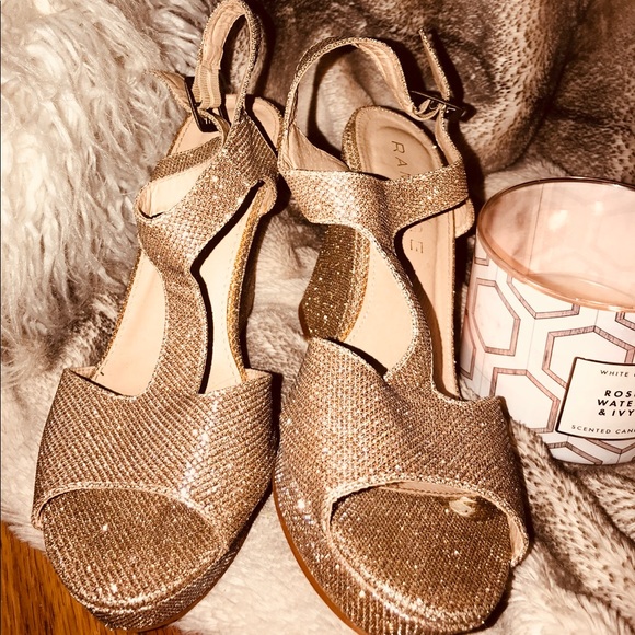 Gold sparkle wedges worn once ✨✨ - Picture 1 of 4