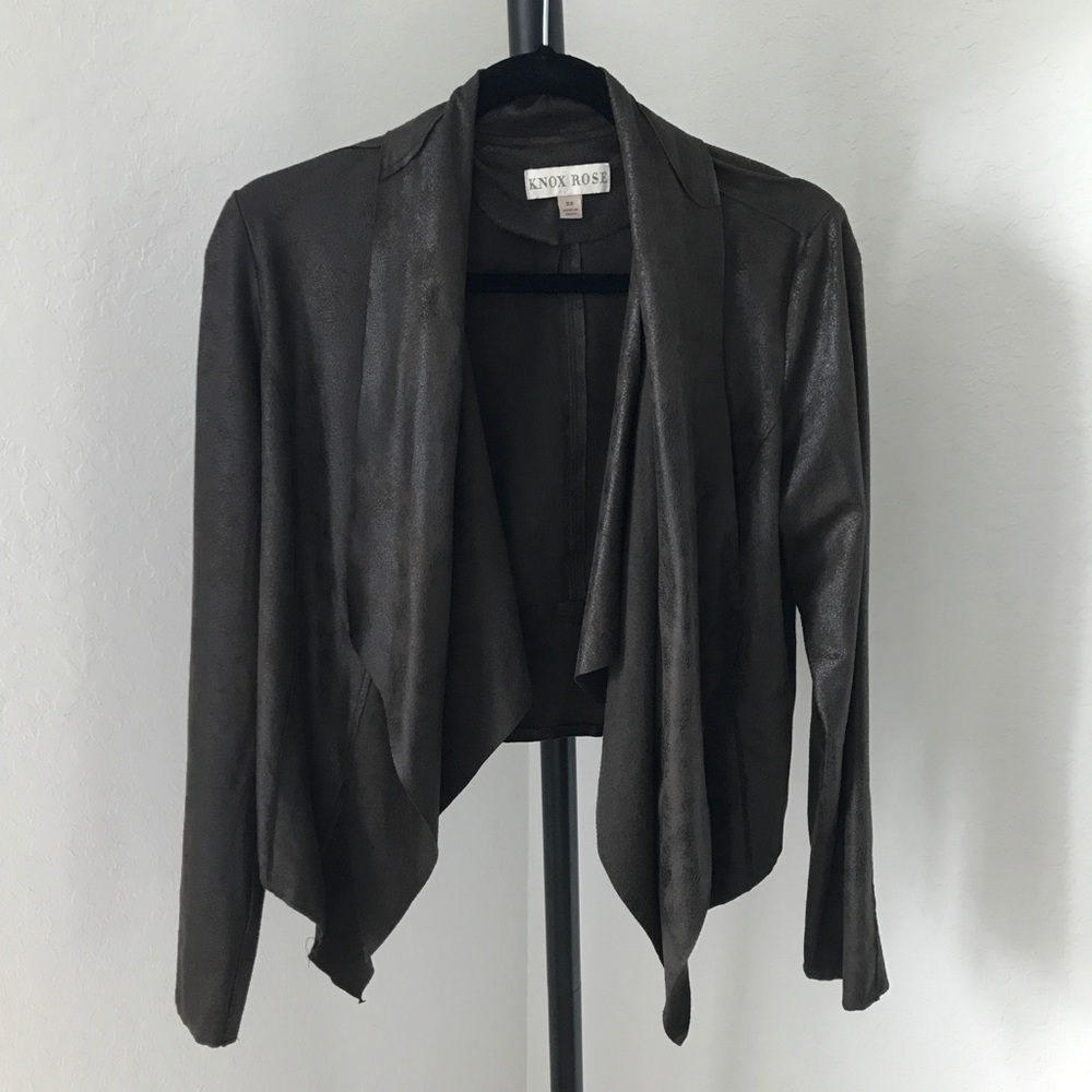 Knox Rose brown faux leather drape jacket - XS