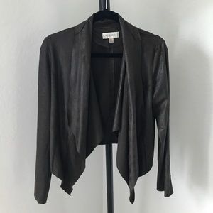 Knox Rose brown faux leather drape jacket - XS