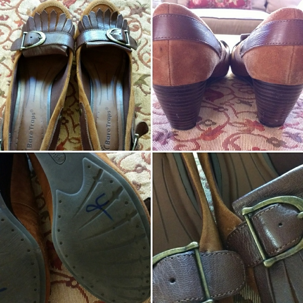 Brown Suede & Leather loafers with fringe