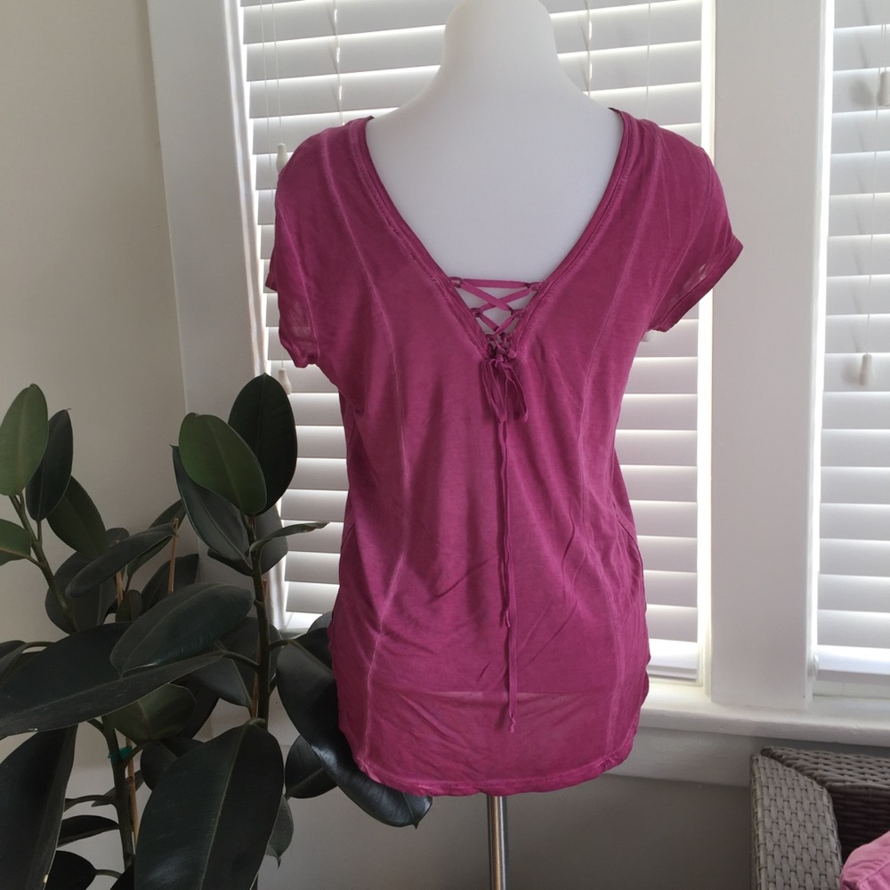 2 for $10 * Cute anthro Lace up V back tee shirt