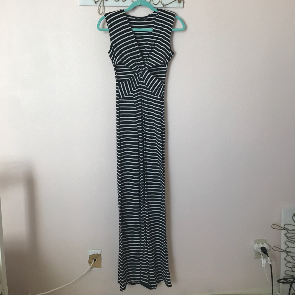 Black and white striped maxi dress